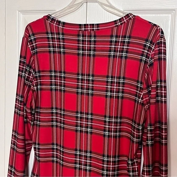 LA Gypsy Red Plaid V Neck Long Sleeve Bodysuit Plus Size 1X - Picture 10 of 16